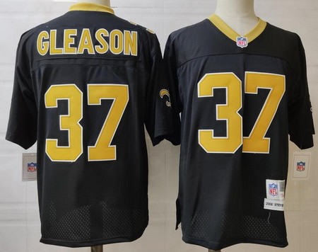 Men's New Orleans Saints #37 Steve Gleason Black Throwback Jersey