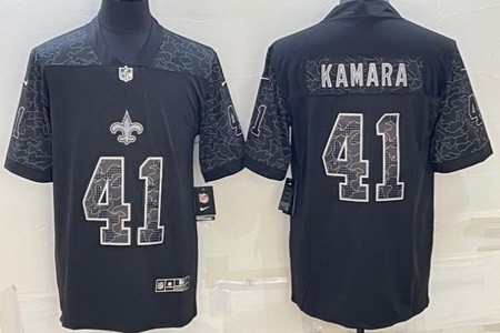 Men's New Orleans Saints #41 Alvin Kamara Limited Black RFLCTV Jersey