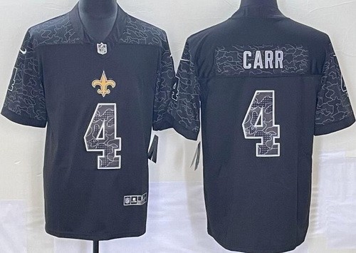 Men's New Orleans Saints #4 Derek Carr Limited Black RFLCTV Jersey