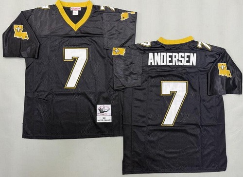 Men's New Orleans Saints #7 Morten Andersen Black 1991 Throwback Jersey