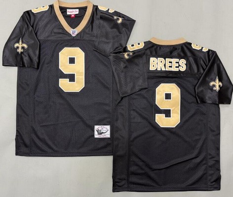 Men's New Orleans Saints #9 Drew Brees Black Throwback Jersey