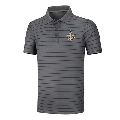 Men's New Orleans Saints Anthracite Collection Striped Performance Pique Polo