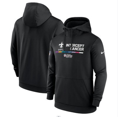 Men's New Orleans Saints Black 2022 Crucial Catch Therma Performance Pullover Hoodie