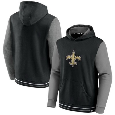 Men's New Orleans Saints Black Gray Block Party Pullover Hoodie