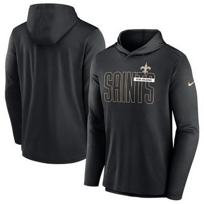 Men's New Orleans Saints Black Lightweight Performance Hooded Long Sleeve T Shirt
