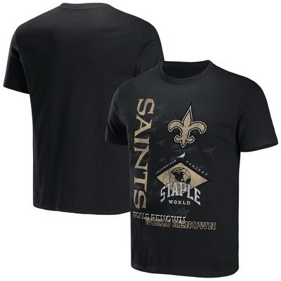 Men's New Orleans Saints Black NFL x Staple World Renowned T Shirt