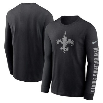 Men's New Orleans Saints Black RFLCTV Long Sleeve T Shirt