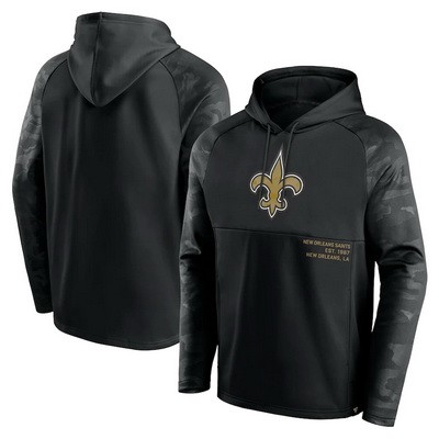 Men's New Orleans Saints Black Shade Defender Raglan Pullover Hoodie