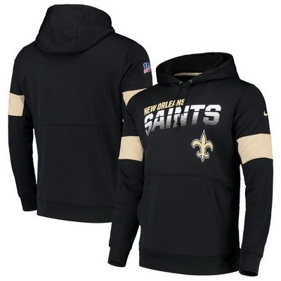 Men's New Orleans Saints Black Sideline Arch Jersey Performance Pullover Hoodie
