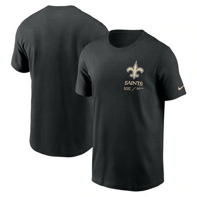 Men's New Orleans Saints Black Sideline Infograph Lockup Performance T Shirt