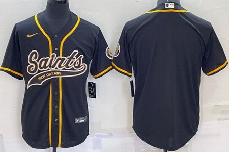 Men's New Orleans Saints Blank Black Baseball Jersey