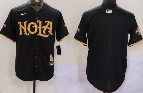 Men's New Orleans Saints Blank Limited Black Nola Baseball Jersey