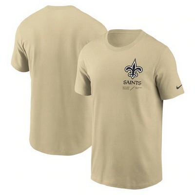 Men's New Orleans Saints Cream Sideline Infograph Lockup Performance T Shirt