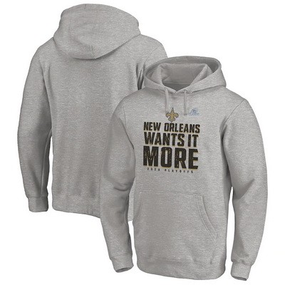 Men's New Orleans Saints Gray 2020 NFL Playoffs Bound Shift Pullover Hoodie