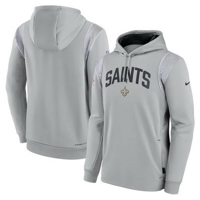 Men's New Orleans Saints Gray Sideline Athletic Stack Performance Pullover Hoodie