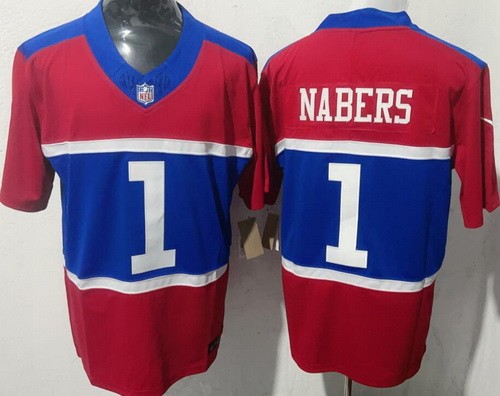 Men's New York Giants #1 Malik Nabers Limited Red Alternate FUSE Vapor Jersey