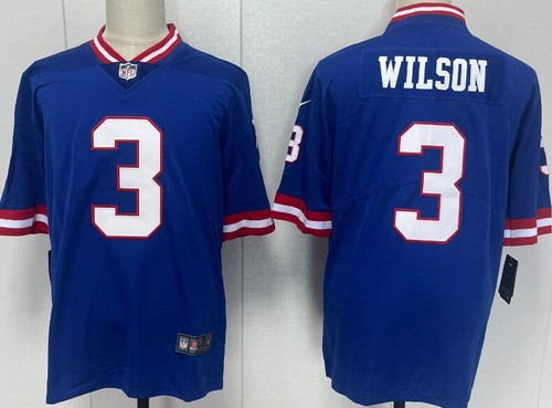 Men's New York Giants #3 Russell Wilson Limited Blue Classic Vapor Jersey