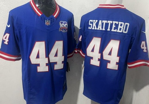 Men's New York Giants #44 Cam Skattebo Limited Blue Blue Classic 100 Seasons FUSE Vapor Jersey