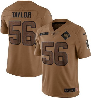 Men's New York Giants #56 Lawrence Taylor Limited Brown 2023 Salute To Service Jersey