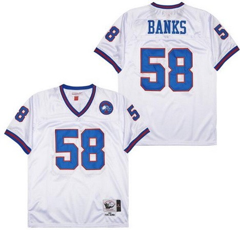 Men's New York Giants #58 Carl Banks Whtie 1986 Throwback Jersey