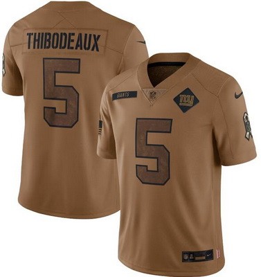 Men's New York Giants #5 Kayvon Thibodeaux Limited Brown 2023 Salute To Service Jersey