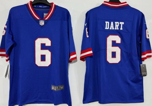 Men's New York Giants #6 Jaxson Dart Limited Blue Classic Vapor Jersey