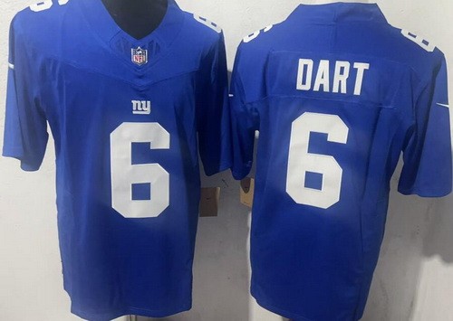 Men's New York Giants #6 Jaxson Dart Limited Blue FUSE Vapor Jersey