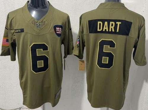 Men's New York Giants #6 Jaxson Dart Limited Green 2025 Salute To Service Jersey