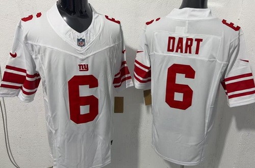 Men's New York Giants #6 Jaxson Dart Limited White FUSE Vapor Jersey