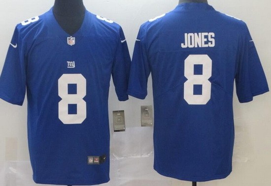 Men's New York Giants #8 Daniel Jones Limited Blue Vapor Untouchable Jersey