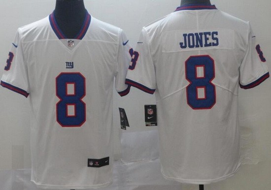 Men's New York Giants #8 Daniel Jones Limited White Rush Color Jersey