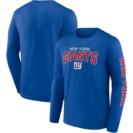 Men's New York Giants Blue Go the Distance Long Sleeve T Shirt