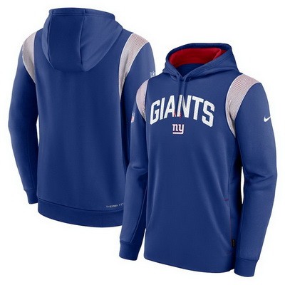 Men's New York Giants Blue Gray Sideline Athletic Stack Performance Pullover Hoodie