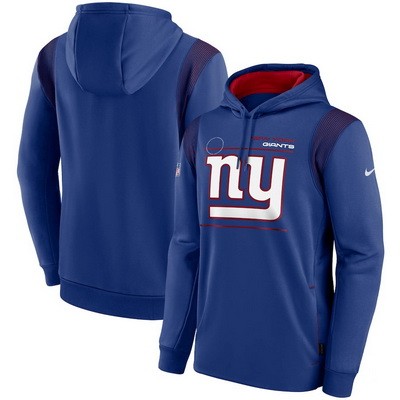 Men's New York Giants Blue Sideline Logo Performance Pullover Hoodie