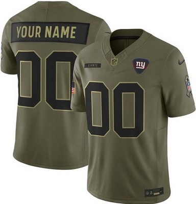 Men's New York Giants Custom Limited Green 2025 Salute To Service Jersey