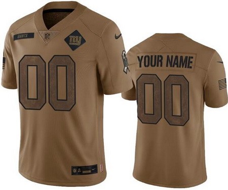 Men's New York Giants Customized Brown 2023 Salute To Service Jersey