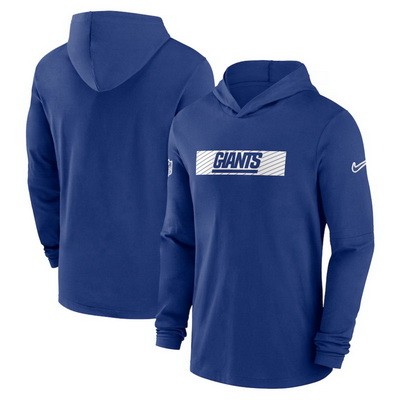 Men's New York Giants Royal Sideline Hoodie Performance Long Sleeve T Shirt