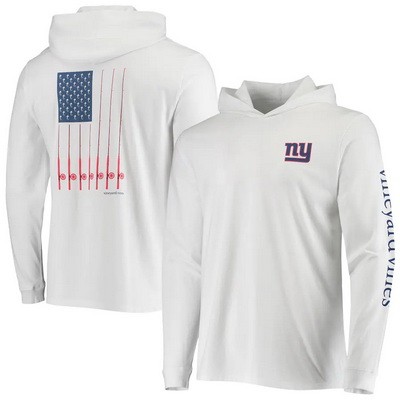 Men's New York Giants White Vineyard Vines Hoodie Long Sleeve T Shirt