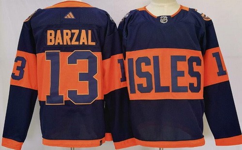 Men's New York Islanders #13 Mathew Barzal Navy 2024 NHL Stadium Series Authentic Jersey