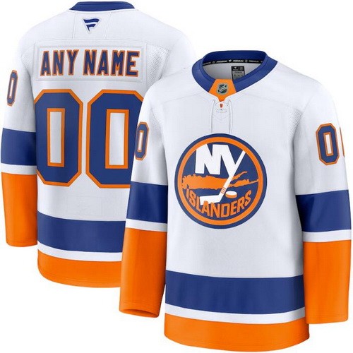 Men's New York Islanders Customized White Fanatics Authentic Jersey