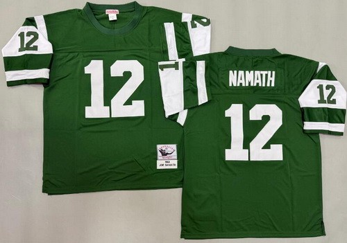 Men's New York Jets #12 Joe Namath Green 1968 Throwback Jersey