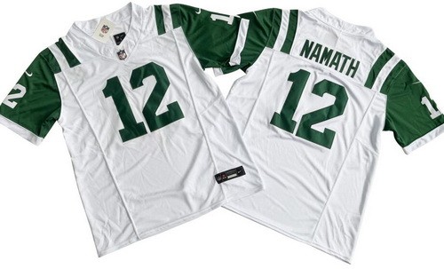 Men's New York Jets #12 Joe Namath Limited White Classic FUSE Vapor Jersey