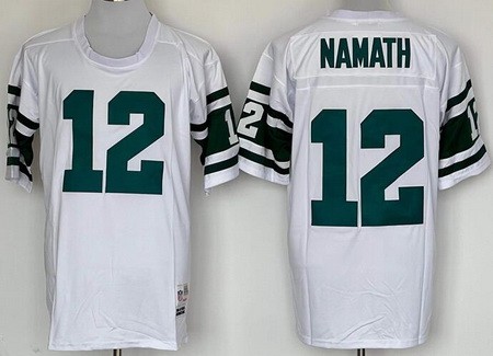 Men's New York Jets #12 Joe Namath White Throwback Jersey