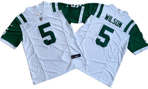 Men's New York Jets #5 Garrett Wilson Limited White Classic FUSE Vapor Jersey