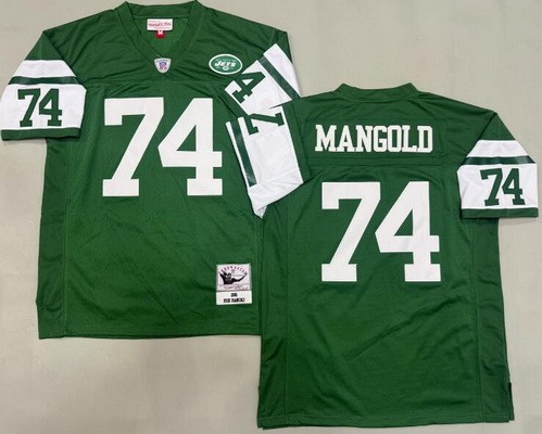 Men's New York Jets #74 Nick Mangold Green 2006 Throwback Jersey