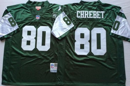 Men's New York Jets #80 Wayne Chrebet Green Throwback Jersey