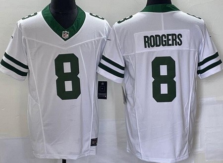 Men's New York Jets #8 Aaron Rodgers Limited White Legacy FUSE Vapor Jersey