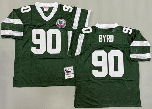 Men's New York Jets #90 Dennis Byrd Green 1989 Throwback Jersey