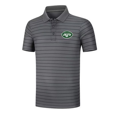 Men's New York Jets Anthracite Collection Striped Performance Pique Polo