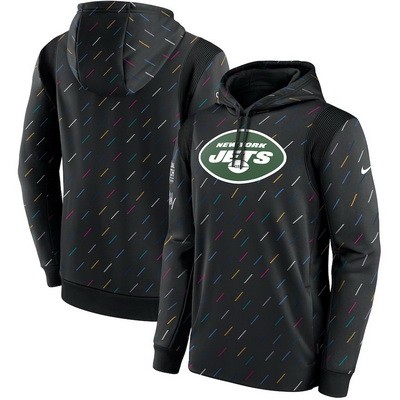 Men's New York Jets Black 2021 Crucial Catch Therma Pullover Hoodie